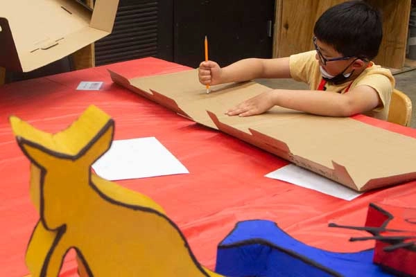 College for Kids and Teens participant making 3D art