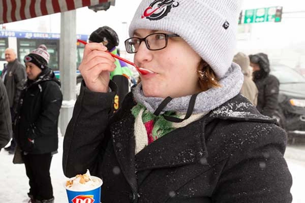 Student eating Dairy Queen