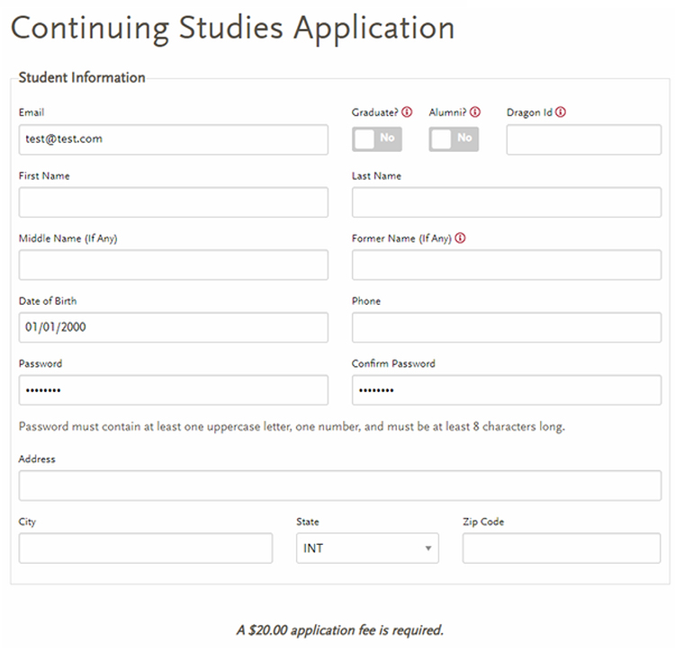 Continuting Studies Application
