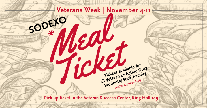 Free meal ticket for student Veterans and Service Members