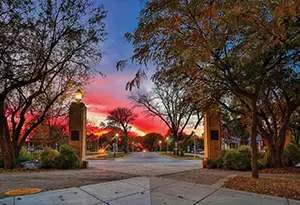 Meeting Background Gates at sunset