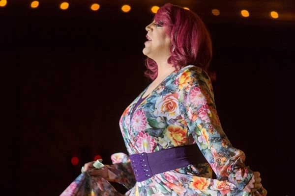 Drag show participant performing