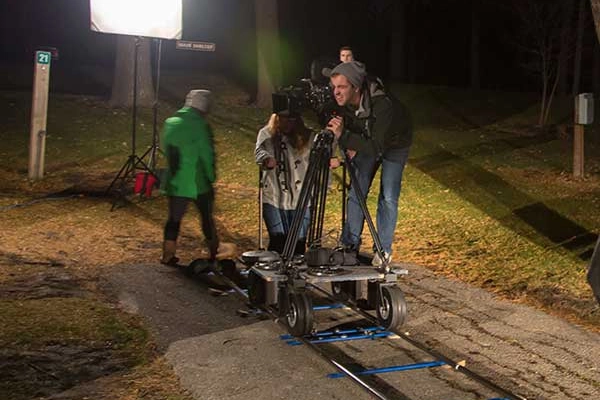 Film students producing a movie short